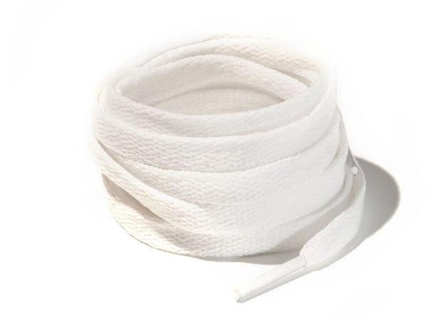 White 8mm Flat Solid Colour Laces